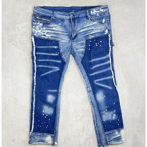 Rockstar Original RSM 205 Santal Flare Denim Biker Jeans Size 44x32 Distressed